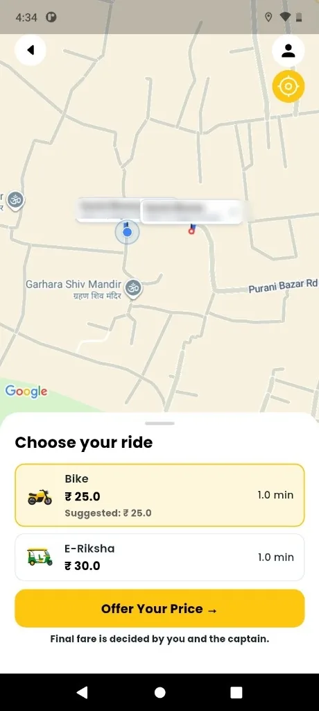 Ryedr App - Choose Ride & Offer Price