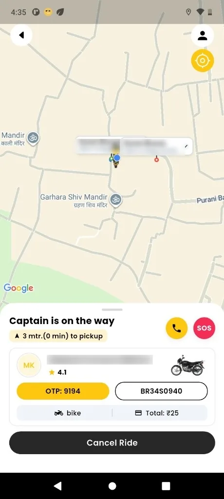 Ryedr App - Captain is on the way